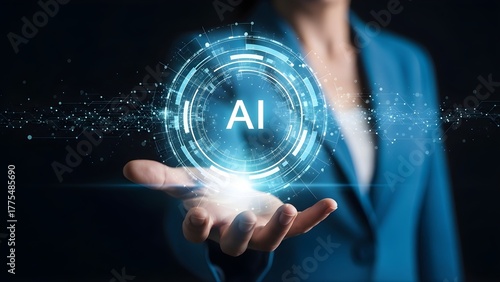 AI technology concept digital transformation with glowing interface presented in a modern and futuristic style