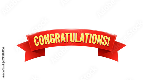 Red congratulations ribbon banner a festive vector graphic for celebrating achievements and special occasions isolate