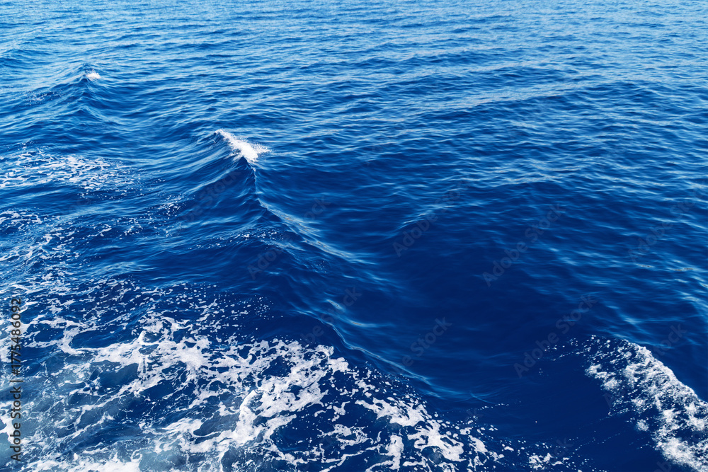 Fototapeta premium Deep blue ocean waves under clear sky