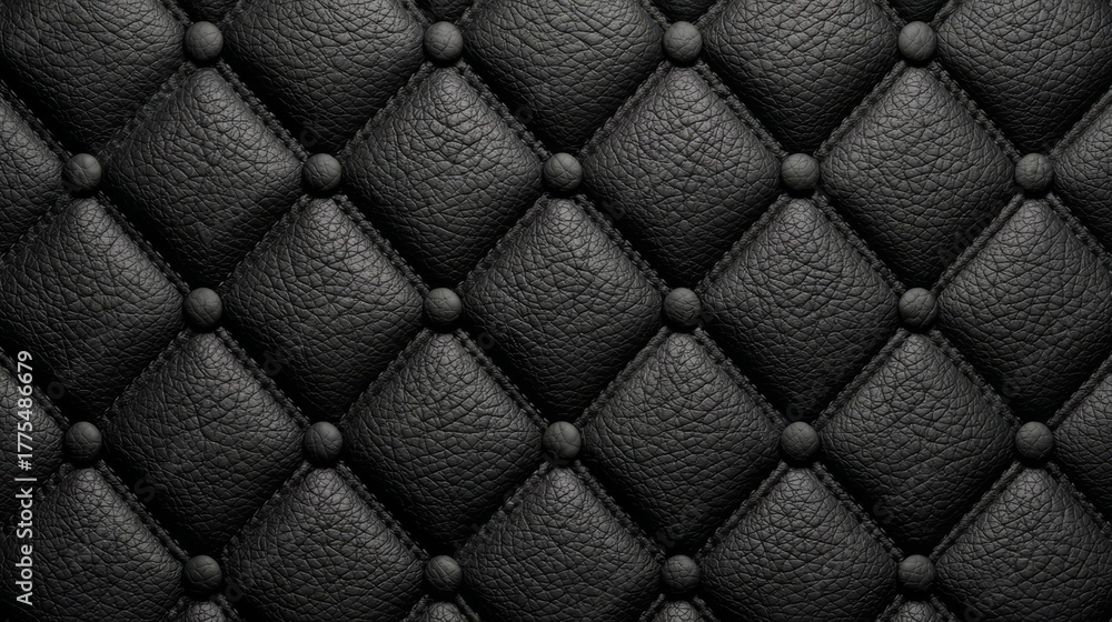 Naklejka premium Black leather background with a diamond pattern is shown. The image has a sleek and sophisticated look