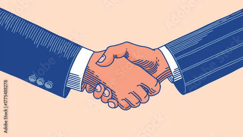 Handshake between two businessmen after negotiations or agreement. Deal concept, for finance company of bank, web.