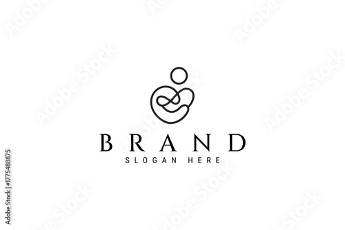 people love care logo with abstract linear outline design style