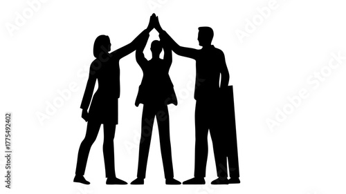 Dynamic team celebrating success with high five, symbolizing partnership, collaboration, and achieving goals in a modern business environment, originally scalable vector