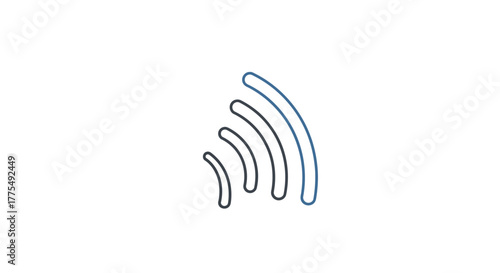 A simple blue and black Wi-Fi symbol on a white background with a minimalist design style.
