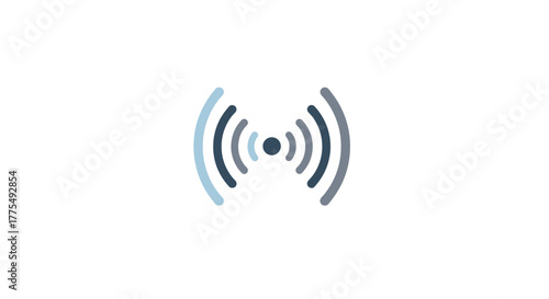 A close-up graphic illustration of a sound wave icon with curved lines on a white background.
