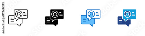 Chat Profile Multiple Style Icon Design Vector - Communication symbol showing chat bubbles with user profile, representing online discussion or messaging