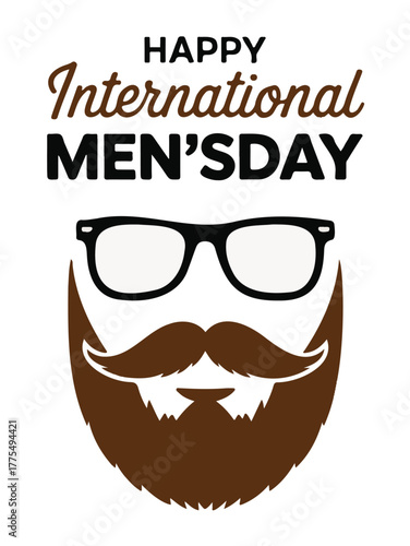 International Mens Day vector illustration bearded man with glasses holiday celebration design