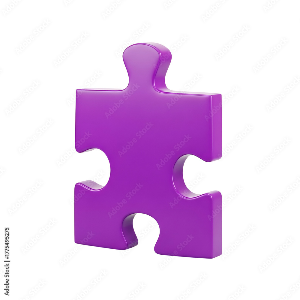Obraz premium Purple puzzle piece isolated on transparent background