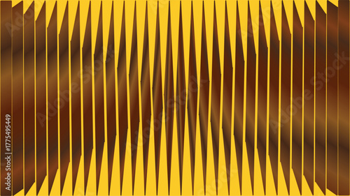 Dynamic Yellow and Brown Angular Composition digital wallpaper. Abstract golden background. Colorful striped background. glossy digital wall art.