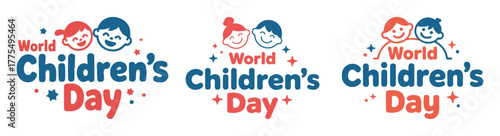 World Childrens Day vector illustration cute design with kids for posters and greeting cards