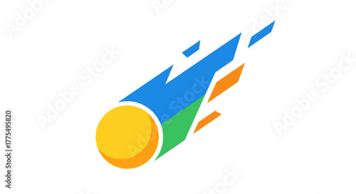 Colorful abstract illustration of a stylized comet, representing speed and innovation.