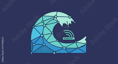 Digital Waveform Technology Illustrating Network Connectivity and Data Transfer.