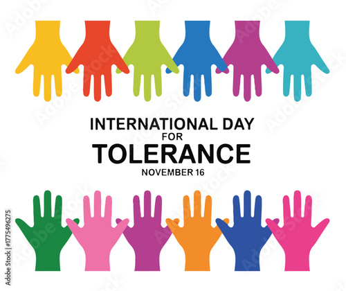 International Day for Tolerance illustration colorful hands vector design concept for social harmony and un