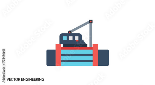 Industrial Machine with Crane Arm and Control Panel.
