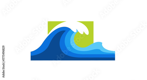 Ocean wave logo design with blue and white colors.