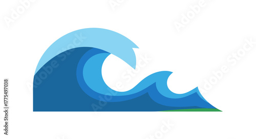 Stylized blue ocean waves illustration depicting dynamic water movement.