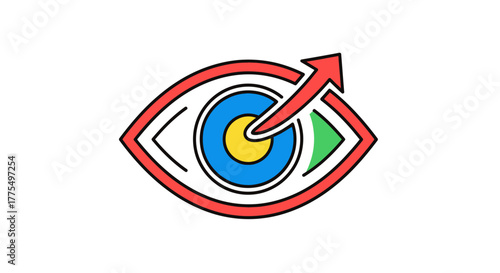 Visionary eye with upward arrow representing growth and focus.
