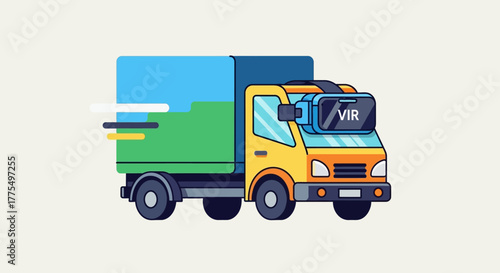 Virtual Reality Truck Delivering Digital Content.