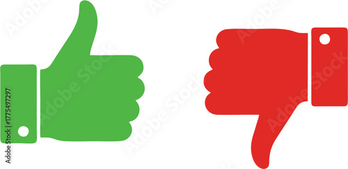 Thumbs Up and Down Approval and Disapproval Icon Set