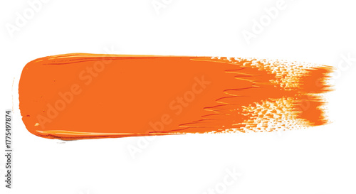 Horizontal stroke of orange paint on white canvas vector 
