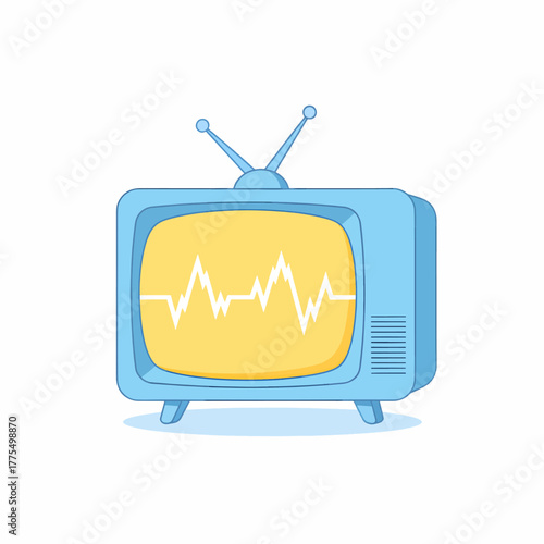 Retro blue television showing a dynamic heartbeat waveform screen