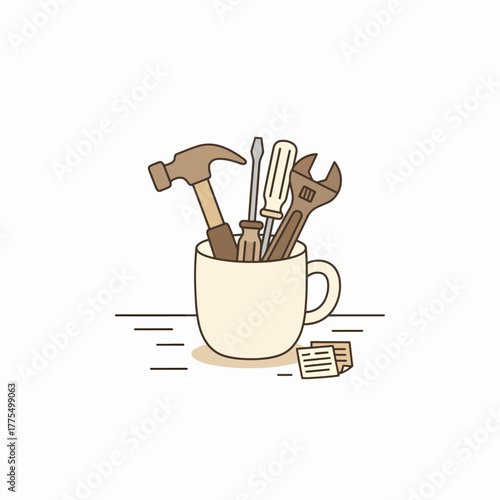 A Simple Illustration of Necessary Tools in a Mug