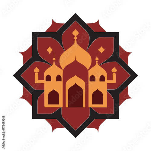 Islamic Ornamental Mosque Mandala Silhouette Vector