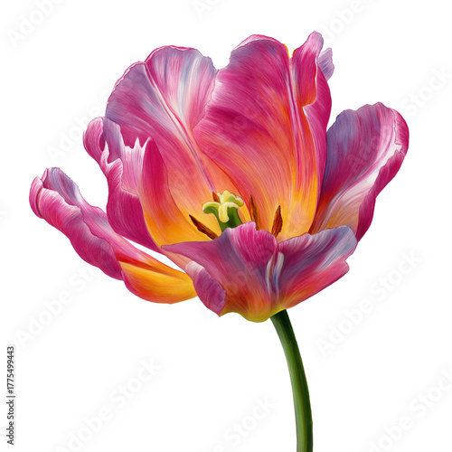 Tulip - Watercolor tulip bloom, isolated on a white background, clear edges, botanical clipart style.
