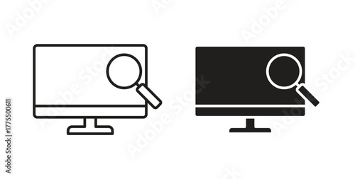 Browsing icon in line design and solid black and white colors for designs