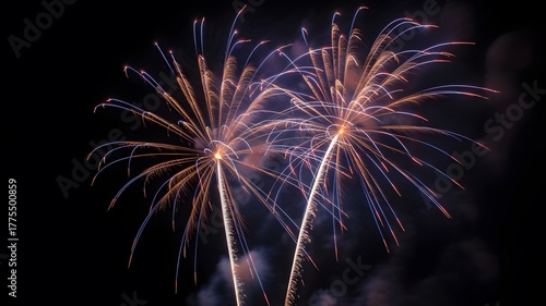 Celebration Fireworks Display Lighting Up The Night Sky
