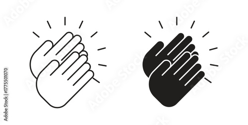Clap icon in line design and solid black and white colors for designs