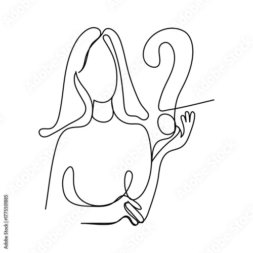 Question mark icon in sketch style help vector symbol faq sign continuous line line art stroke minimalist style isolate outline vector illustration