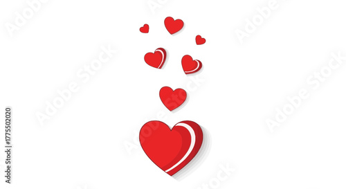Falling Red Hearts Vector | Romantic Love Symbol Illustration