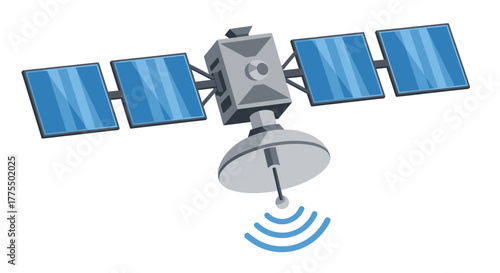 Satellite Communication Icon | Space Signal Transmission Vector Illustration