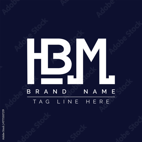 White letters H B M brand name tagline vector