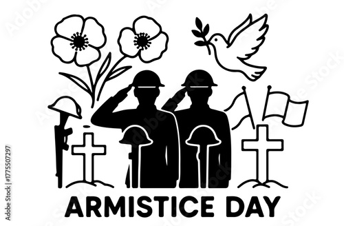 Armistice Day Black and White Vector Illustration