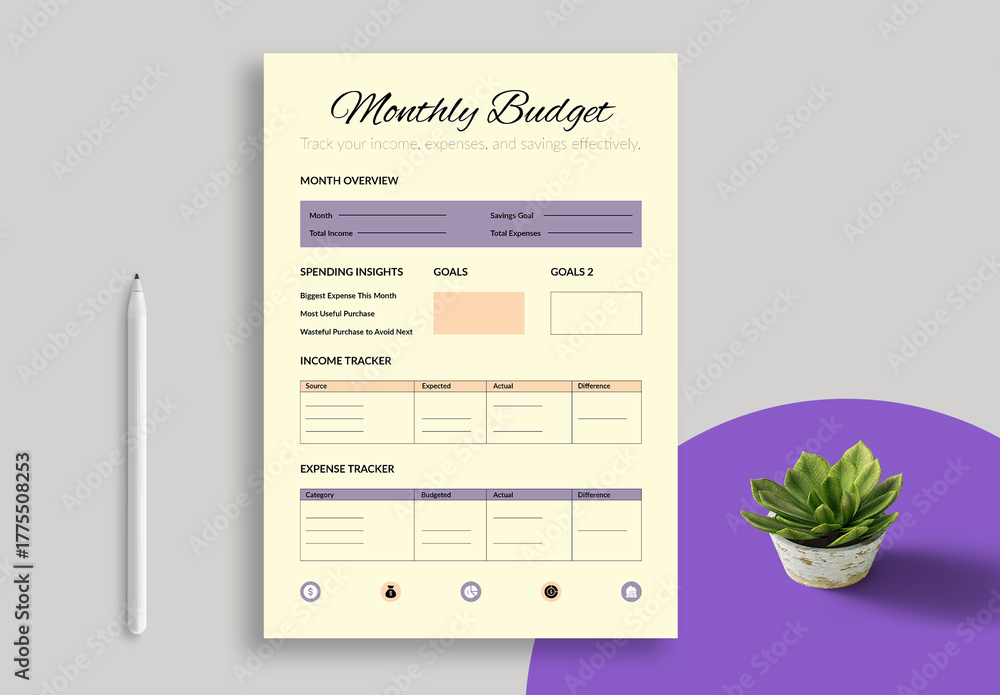 Modern Budget Planner Design Layout Stock Template | Adobe Stock