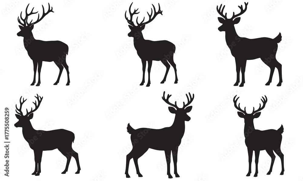Obraz premium Collection of majestic deer silhouettes