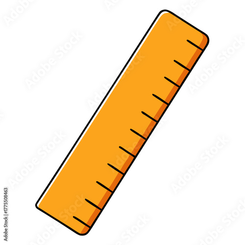 Orange ruler on  transparent background with measurement markings  