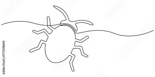 Dangerous website. Computer virus, malware, caution, bug, trojan, phishing, security system. Technology concept. One line drawing animation. Motion design. Animated technology logo. Video 4K