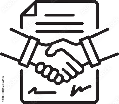 Handshake icon showing two hands joining in a business agreement vector illustration