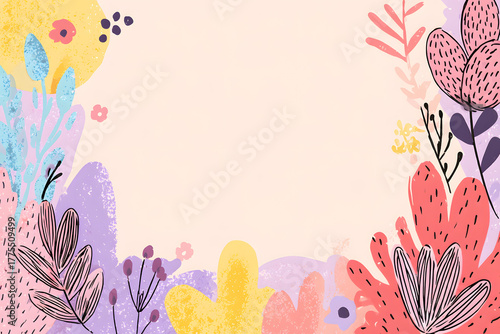 colorful geometric shapes framing a clean central area creating a cheerful playful layout for modern kids banner design