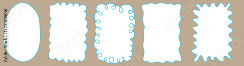 Wavy Scallop Frames. Wave Border Shapes with Scalloped Edges. Vector Retro Patterns with Cute Colored Frames