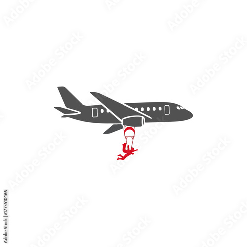 Airplane with Parachutist Jumping Adventure Illustration, Aviation Theme