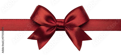 Red satin ribbon bow on a ribbon
