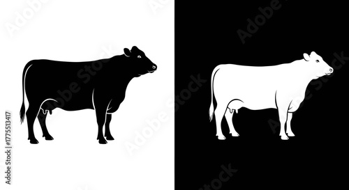 Black and White Dairy Cow Vector Silhouettes