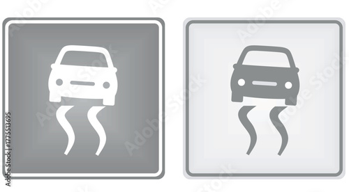 Slippery road sign. vector illustration	