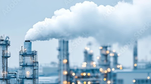 Wallpaper Mural Industrial plant with chimneys emitting smoke as symbol of  air pollution and environmental impact in heavy industry. Torontodigital.ca