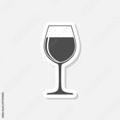 Wine glass icon sticker isolated on gray background