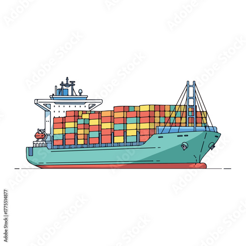 Modern Container Ship Illustration for Logistics and Transportation